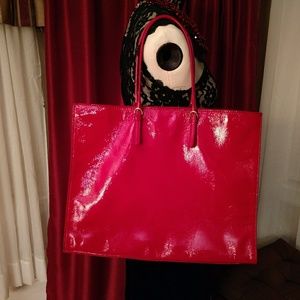 Talbot's red patent leather tote bag